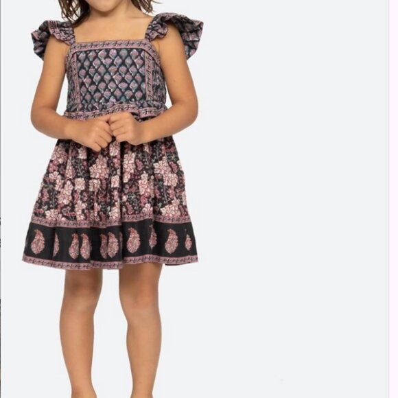Sea New York Donna Print Flutter Sleeve Smocked Dress with Pink & Black Florals - Picture 2 of 8